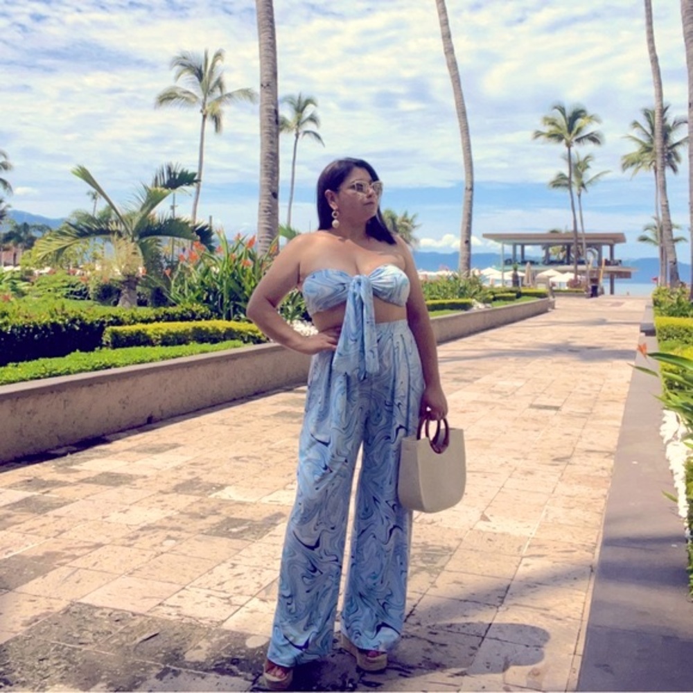 2 piece Bandeau Top and Wide Leg Pants